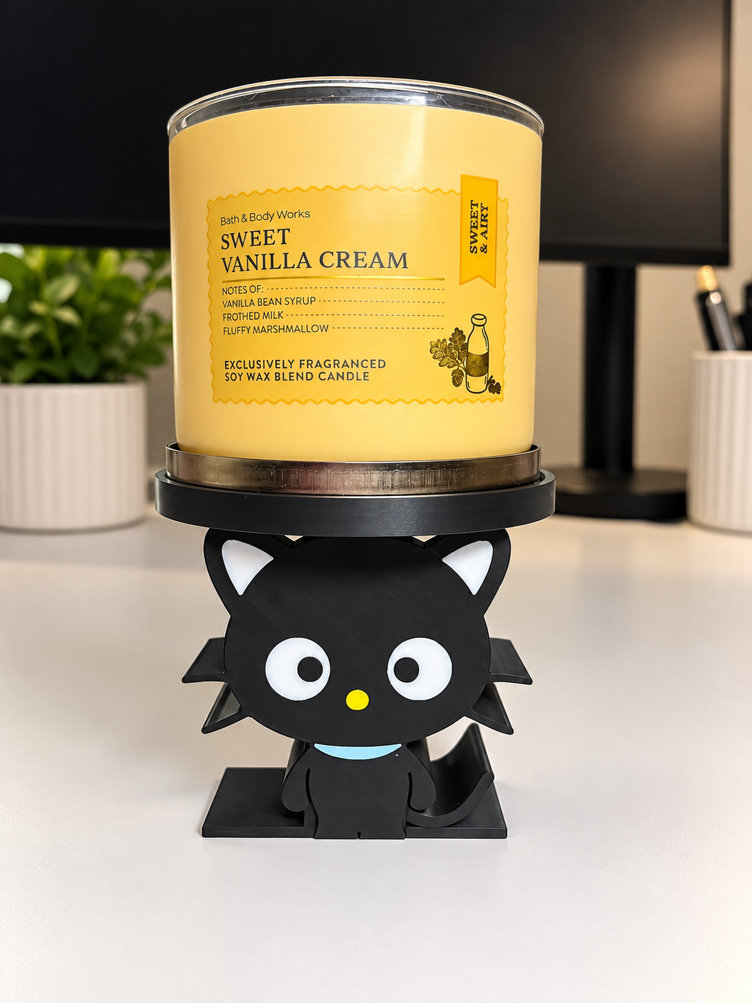 Chococat-Inspired 3D Printed Candle Holder | 3-Wick Candle Display